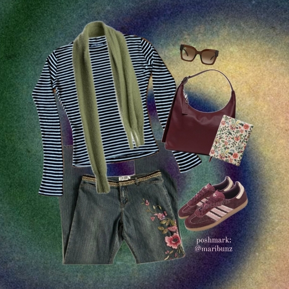 Brandy Melville black and white striped long sleeve 100% cotton top - Picture 2 of 9